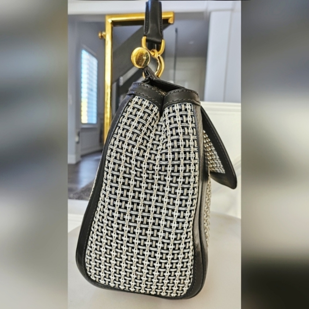 Dolce & Gabbana Black & White Large Sicily Woven Top Handle Bag - Picture 2 of 15